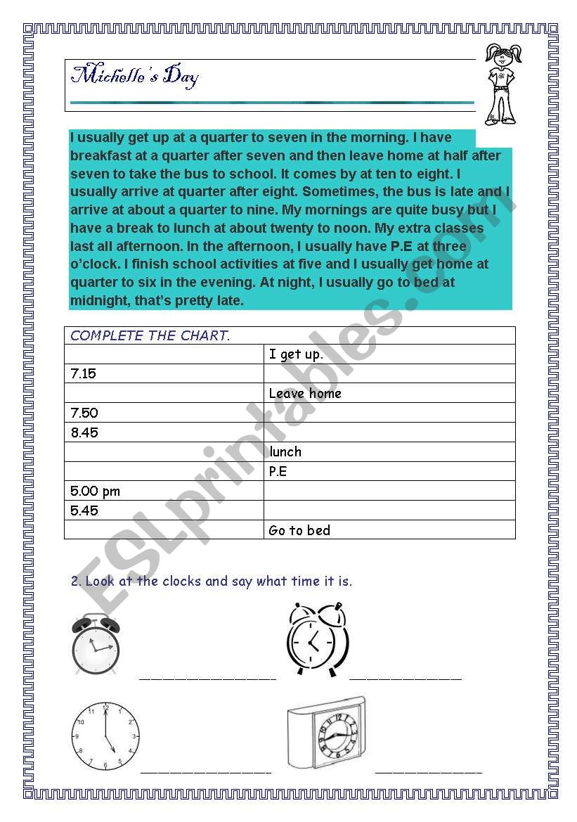 Michelle`s Day worksheet